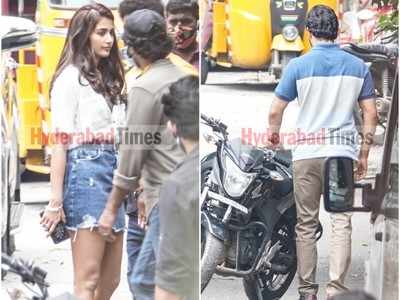 Spotted: Akhil Akkineni and Pooja Hegde shooting for Most Eligible Bachelor in the city