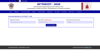 AP PGECET hall ticket 2020 released, download here