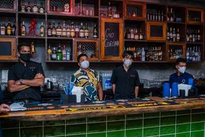 Bar opening night at Panaji with adequate precautions