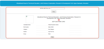 UBTE JEEP Rank Card 2020 released @ ubter.in, here's link to check ...