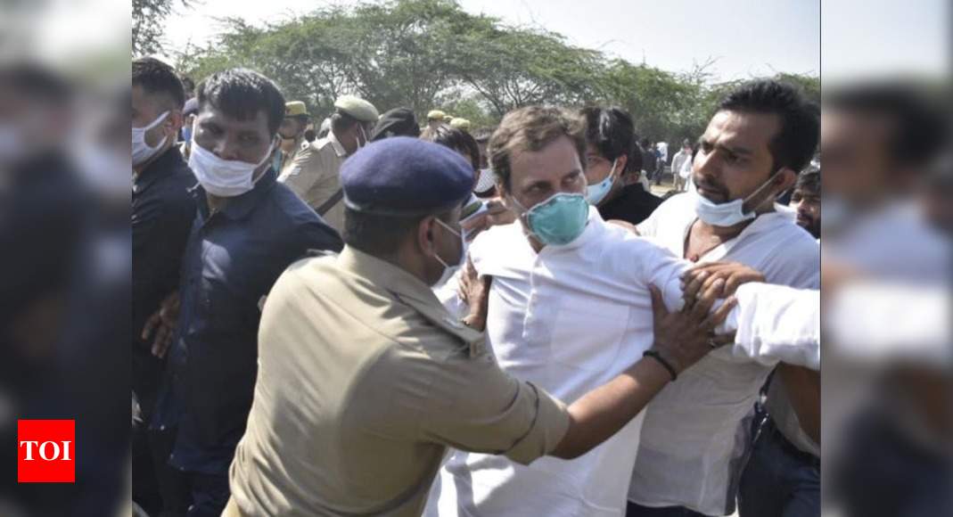 Gandhis briefly detained on way to Hathras, freed