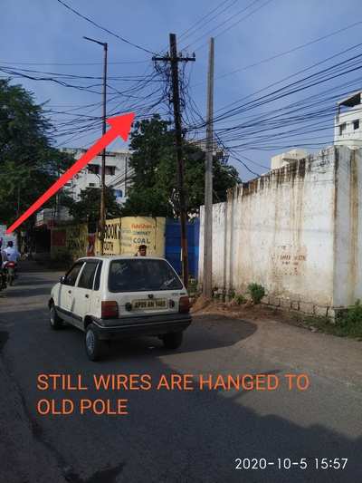 STILL ELECTRICITY WIRES ARE ON OLD POLE