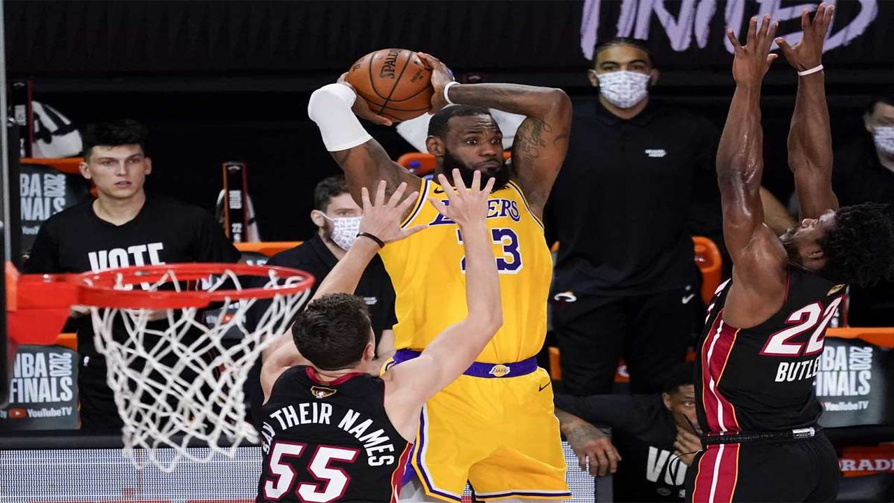 Lakers 1 win away from NBA championship after beating Heat, 102-96