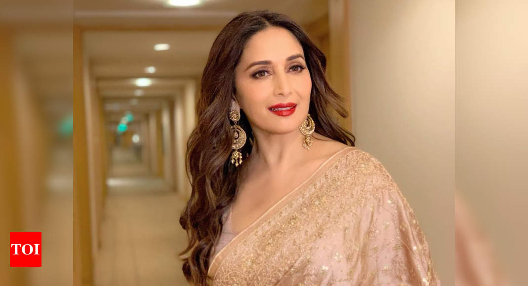 6 Cocktail Saris Of Madhuri Dixit Which Are Perfect For The Festive ...