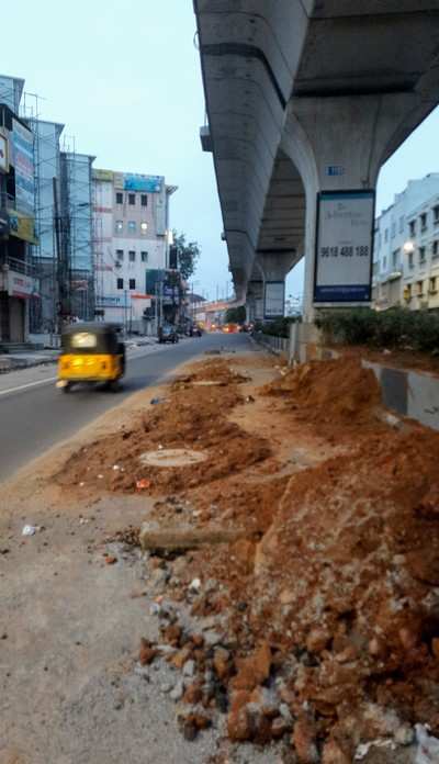 Incomplete repairs on Narayanguda Main Road