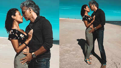 Milind Soman and Ankita Konwar's mushy photograph screams major couple goals