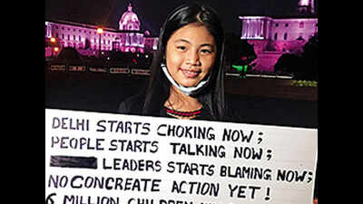 9-year-old Licypriya Kanguja spends night outside Rashtrapati Bhavan for cleaner air