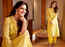Kajol's yellow printed kurta with pants design is perfect for the festive season