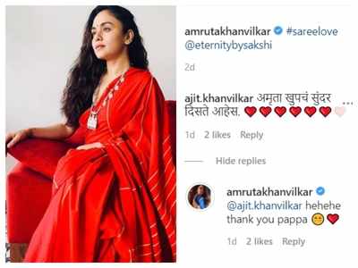 Amruta Khanvilkar's father leaves an unmissable comment on her latest stunning picture; view post