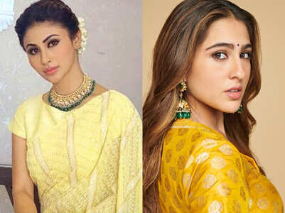 Dress up in yellow like Mouni and Sara on sixth Navratri