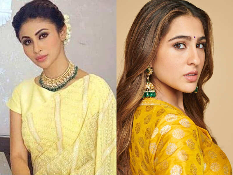 Dress up in yellow like Mouni Roy and Sara Ali Khan on the sixth day of Navratri