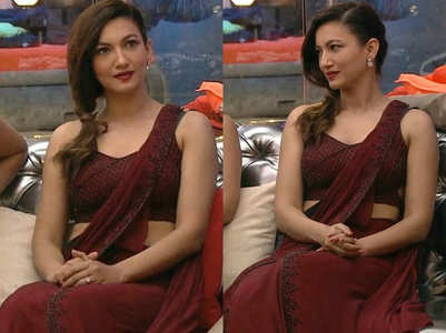 Gauahar Khan just went bold with a marsala colour sari and you can't miss it!