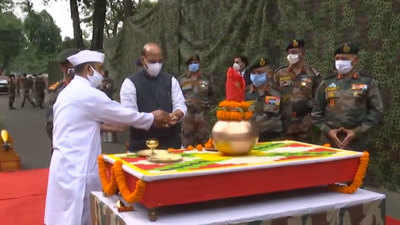 Rajnath Singh performs ‘Shastra Puja’ at Sukna War Memorial