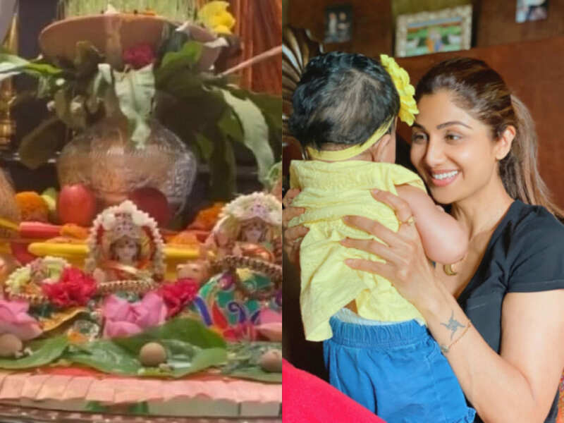 Shilpa Shetty Shares Glimpse Of Daughter S First Kanya Pooja Times Of India shilpa shetty shares glimpse of