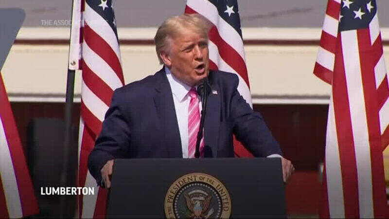 Trump jokes about bright sun as he campaigns in NC