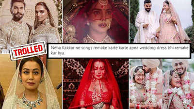 Netizens troll Neha Kakkar 'copying' Deepika Padukone, Anushka Sharma and Priyanka Chopra's wedding looks