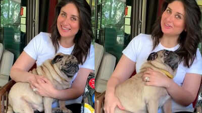 Mommy-to-be Kareena Kapoor Khan cuddles up with a cute little Pug