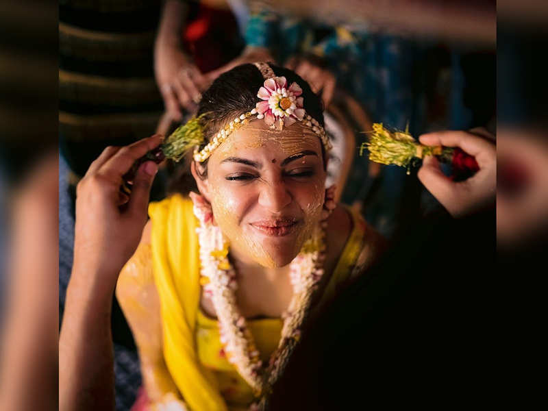 Kajal Aggarwal Posts A Stunning Picture From Her Haldi Ceremony Hosted At Her Mumbai Home Hindi Movie News Times Of India