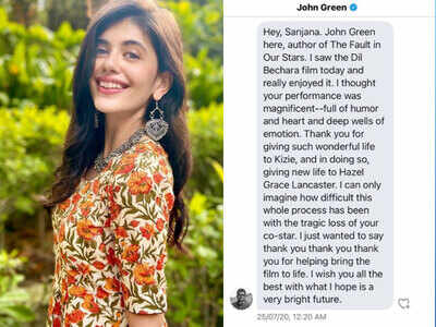 'The Fault in Our Stars' author John Green praises Sanjana Sanghi for 'giving new life to Hazel Grace Lancaster' in Hindi adaptation