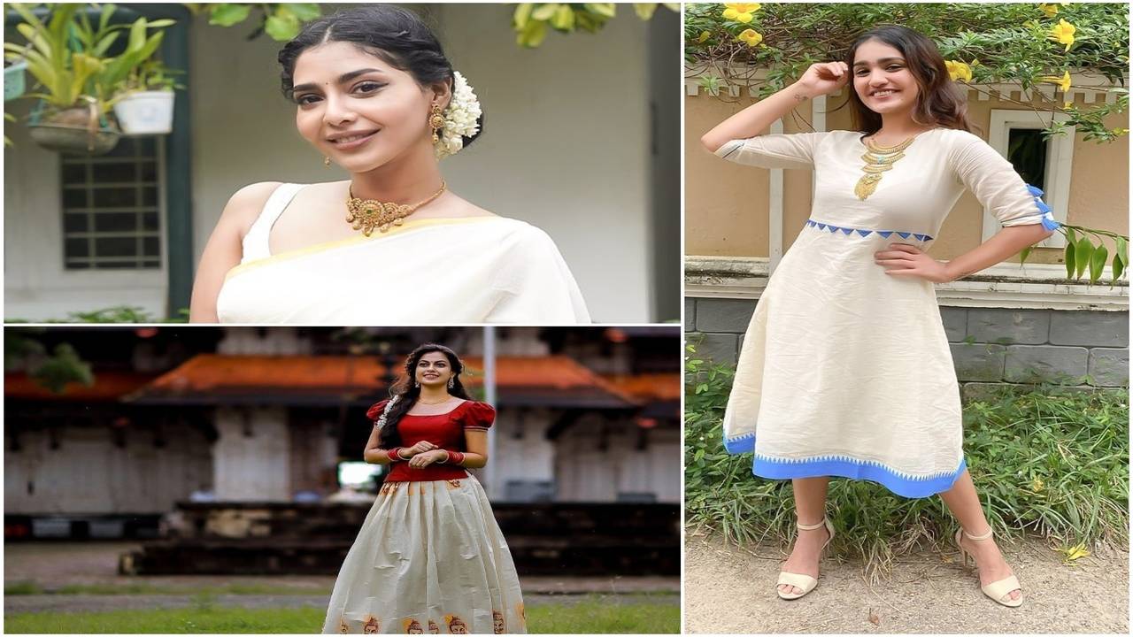 Styling Women's Traditional Onam Outfits for a Modern Look | Onam outfits,  Long skirt and top, Kerala saree blouse designs