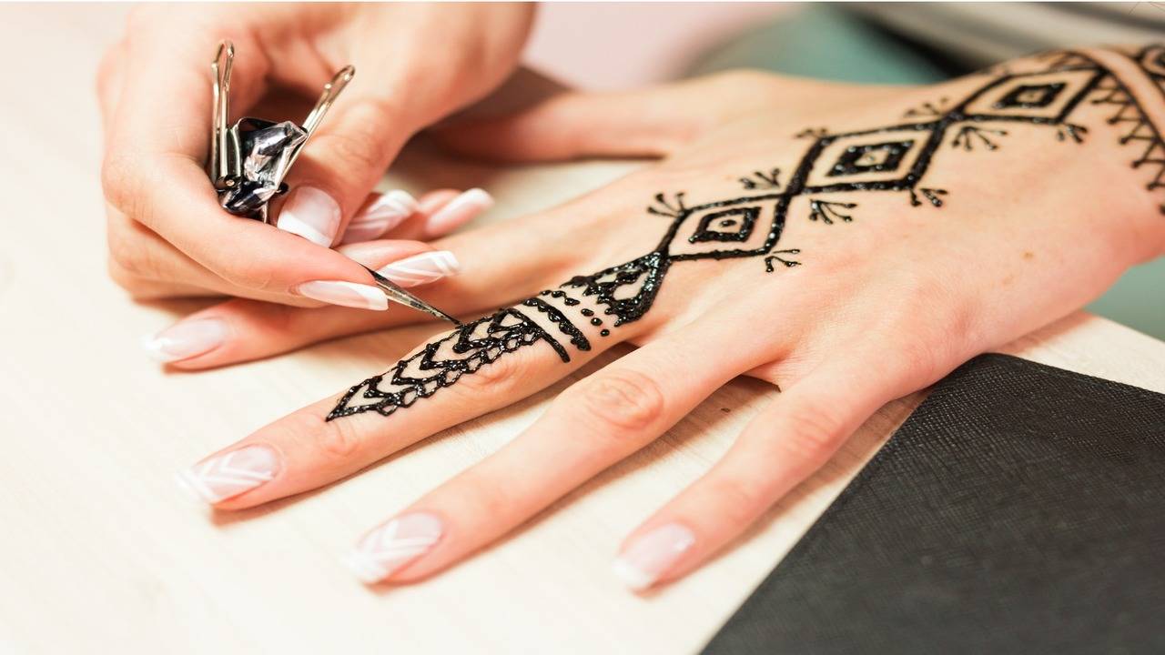 Henna Tattoo Sticker Double Hands Back Spray Painting - Temu