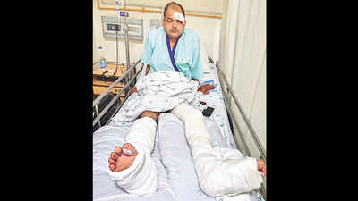 Delhi cop’s legs crushed as BMW rams bike