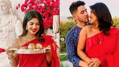 Red hot Karwa Chauth celebrations! Priyanka Chopra shares stunning pictures with husband Nick Jonas