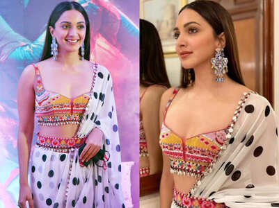 Kiara Advani sizzles in a white and black polka dot sari