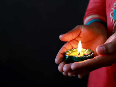 Diya lit for greeting card to celebrate diwali and dhanteras in India Stock  Photo - Alamy