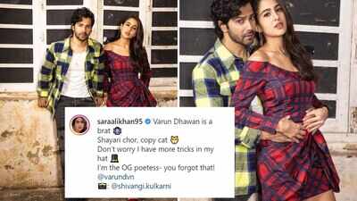 Sara Ali Khan tags Varun Dhawan as ‘copy cat’ and 'shayari chor' and calls herself 'OG poetess'