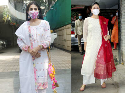 Add a festive touch to your white kurtas like Kareena Kapoor and Sara Ali Khan