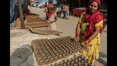 Gurugram: Diyas in demand but forced to sell at lower rates, say potters