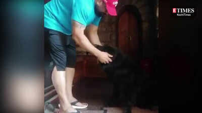 Actor Baburaj with his pet Shadow