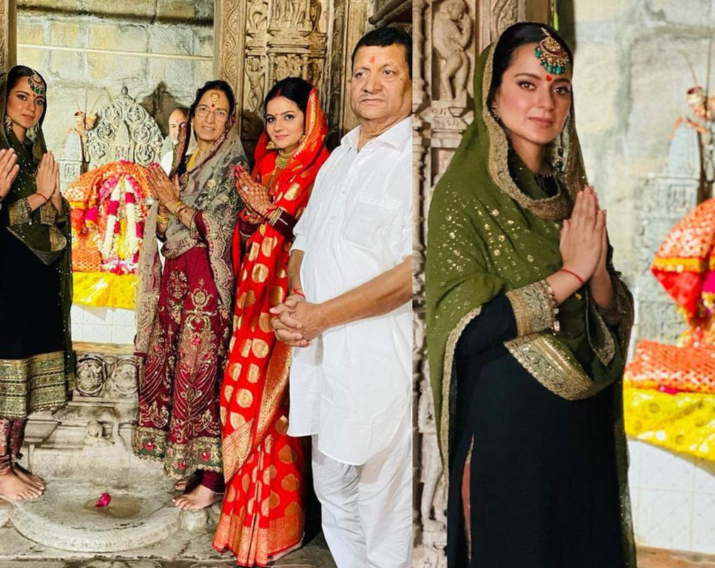 
Kangana Ranaut looks resplendent in ethnic wear as she visits her 'Kuldevi' with family in Udaipur
