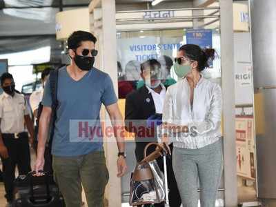 Spotted: Samantha Akkineni and Naga Chaitanya return back to Hyderabad looking adorable together