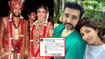 Shilpa Shetty wishes her 'cookie' Raj Kundra in the most adorable way as thy celebrate 11 years of marital bliss