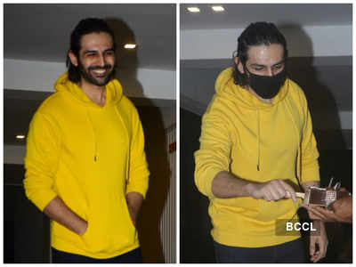 Photos: Kartik Aaryan sports a cool hoodie as he celebrates his birthday with media