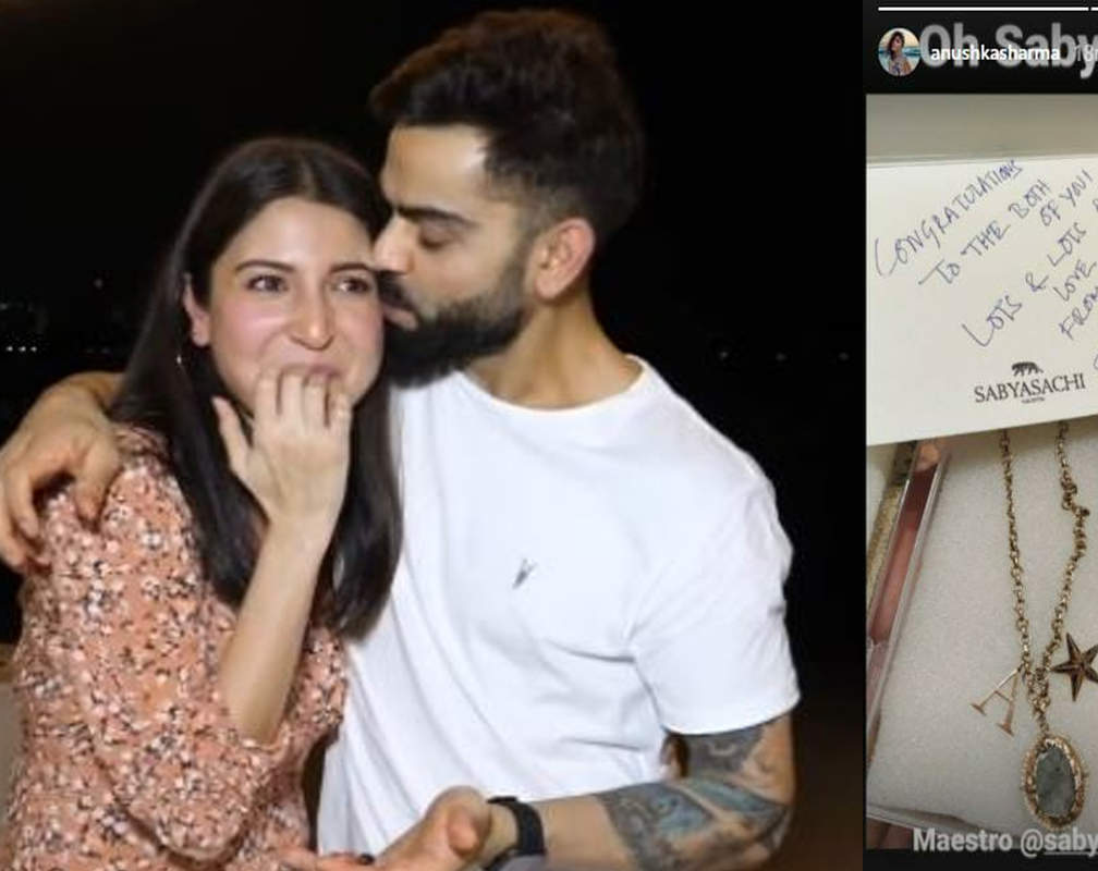 
Pregnant Anushka Sharma shows off jewellery with initials 'A' and 'V' gifted to her by ace designer Sabyasachi Mukherjee
