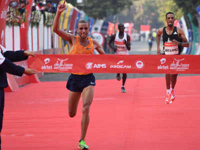 Ethiopian Amedework Walelegn dethrones Andamlak Belihu to win Airtel Delhi Half Marathon in course record time