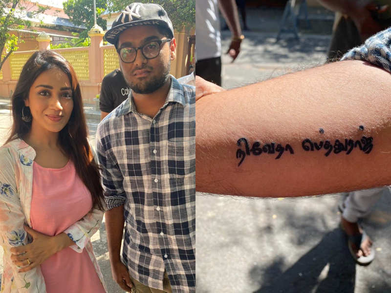 Nivetha Pethuraj's fan tattooes her name on his hand