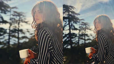 Mountain bliss! Tara Sutaria enjoys a hot cup of beverage as she admires the beauty of Mussoorie
