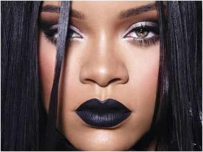 Is black lipstick the new red this season? Rihanna drops a hint.