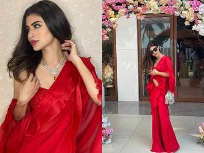 PHOTOS: Mouni Roy raises the style quotient in her ravishing red saree look at her friend’s wedding