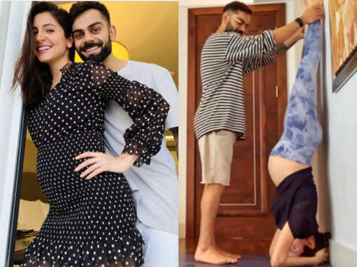 Anushka Sharma Sex Boob Image Video - Anushka Sharma performs headstand during pregnancy. Here's how an expectant  mom should plan her workout | The Times of India