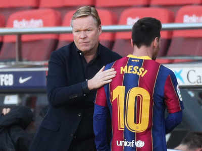 Koeman frustrated at Barca president's Messi comments