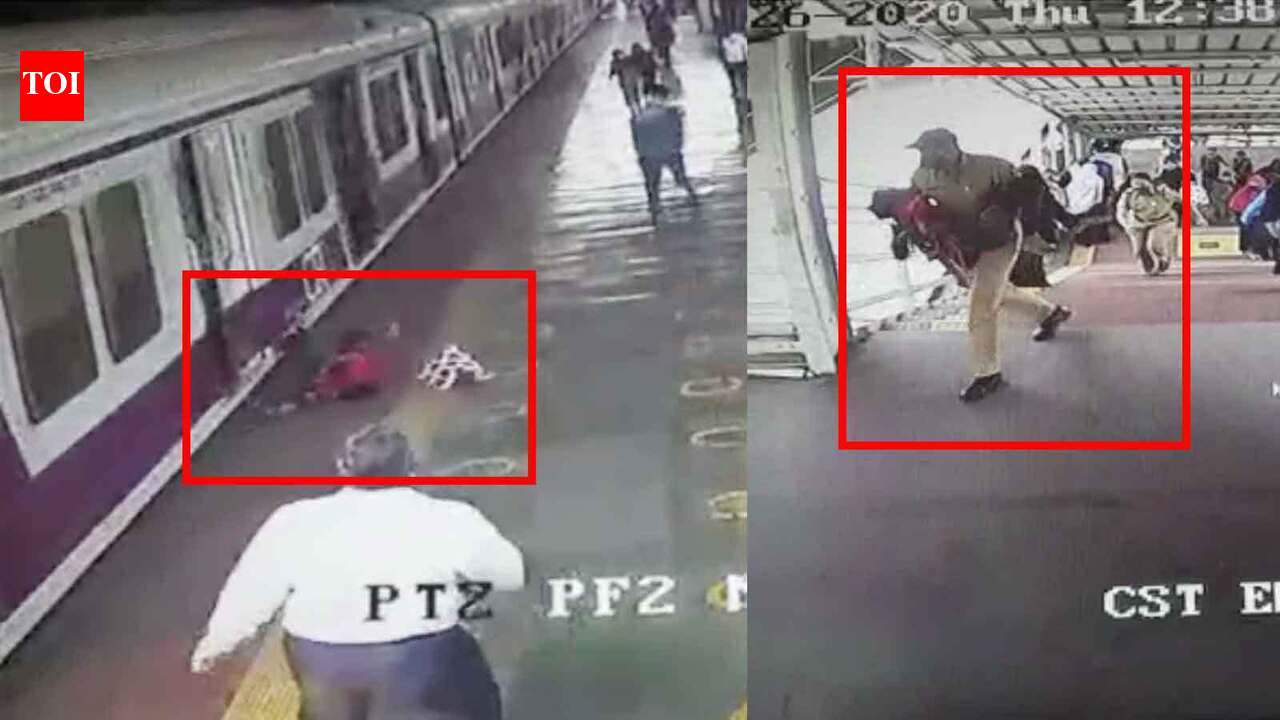 On cam: Railway cop saves girl after she slips from moving train in Mumbai