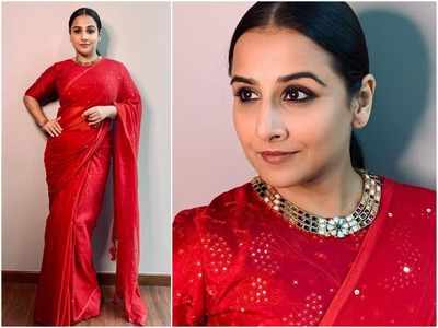 Vidya Balan looks stunning in this red sari