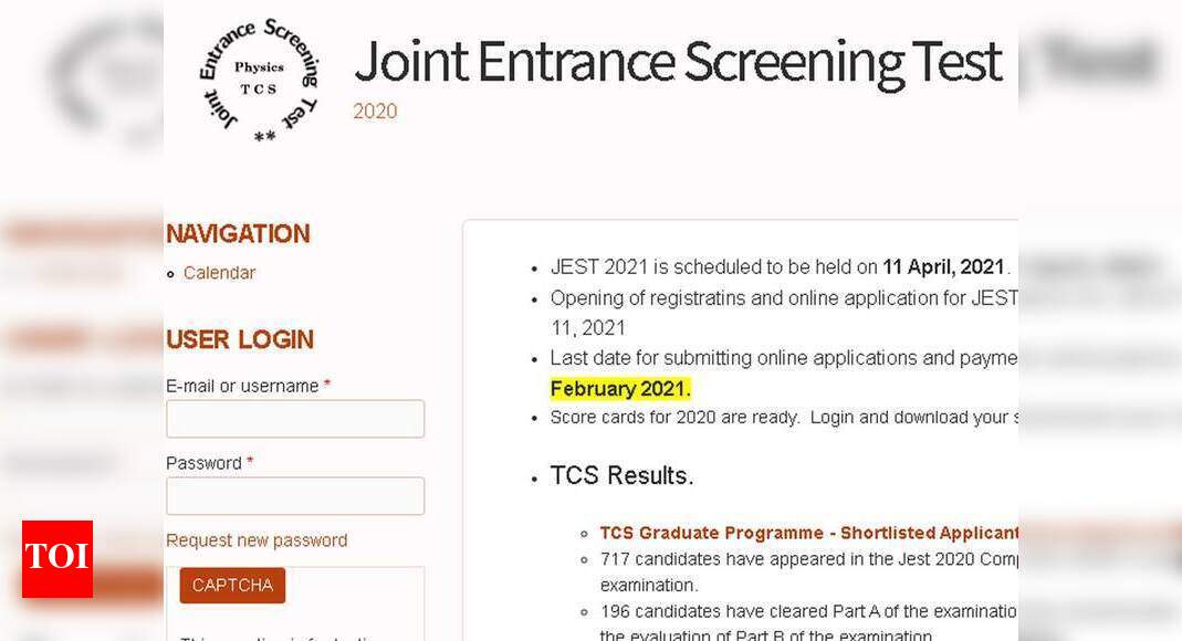 JEST 2021 application process to begin from Jan 11, exam on April 11