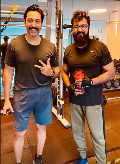 Actor Rahman catches up with Sarathkumar at the gym