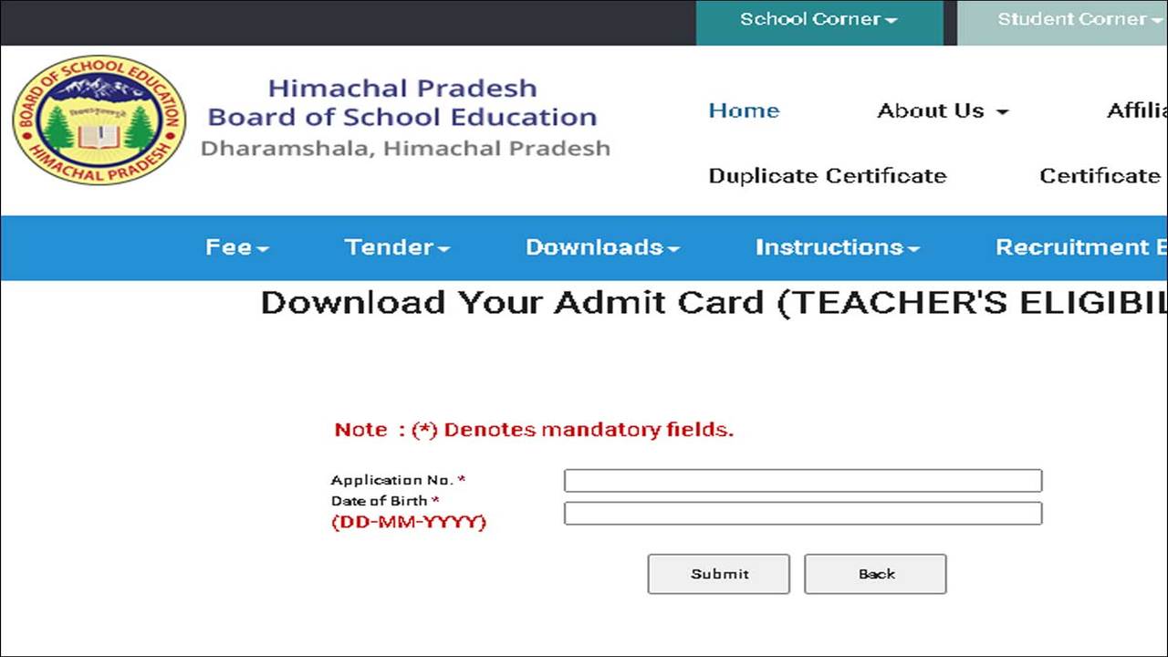 HPTET 2020 Admit Card for Nov session released download here